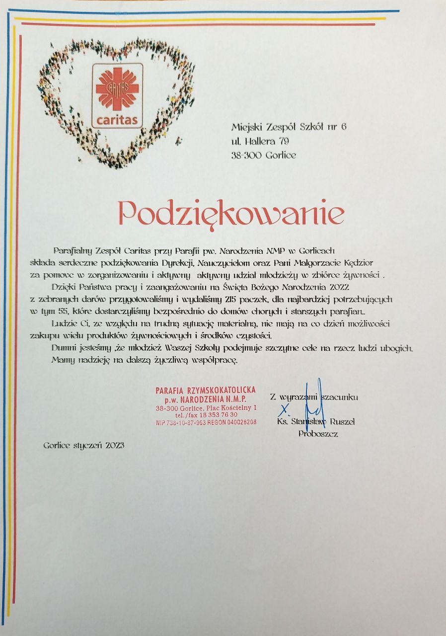 Zbiórka żywności przez naszych uczniów