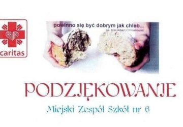Caritas dziękuje społeczności Miejskiego Zespołu Szkół nr 6